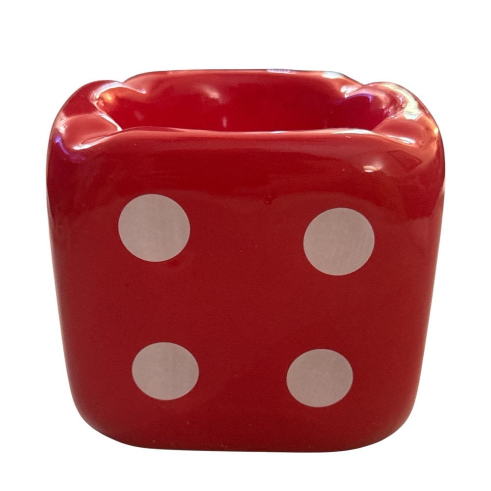 Red Dice Themed Portable Ceramic Ashtray
